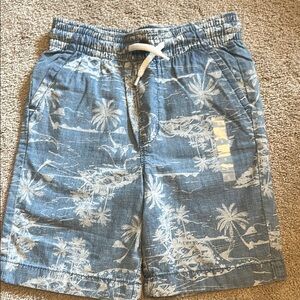 Boys Blue Palm and Dinosaur Print Shorts- size 5